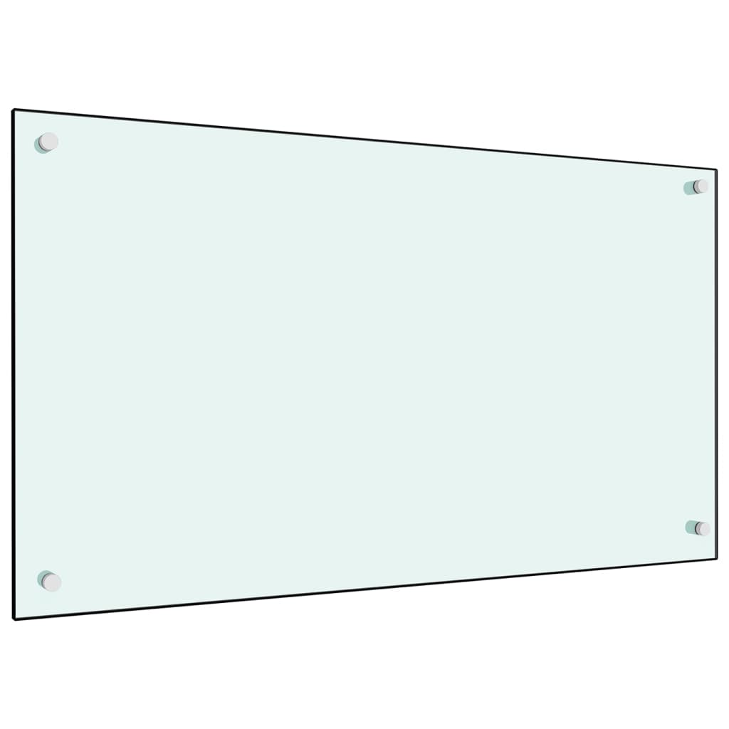 vidaXL Kitchen Backsplash White 90x50 cm Tempered Glass