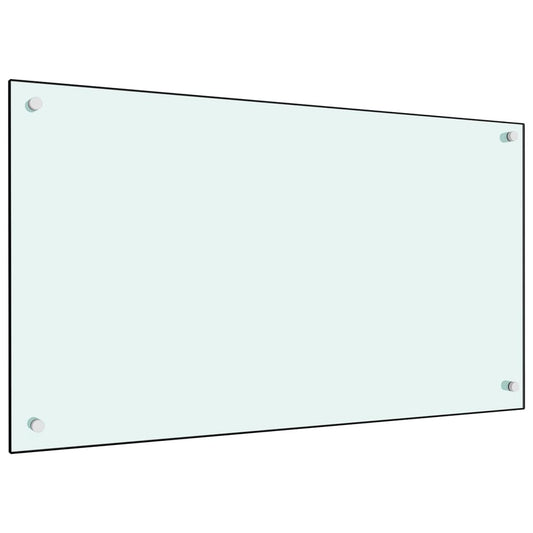 vidaXL Kitchen Backsplash White 90x50 cm Tempered Glass