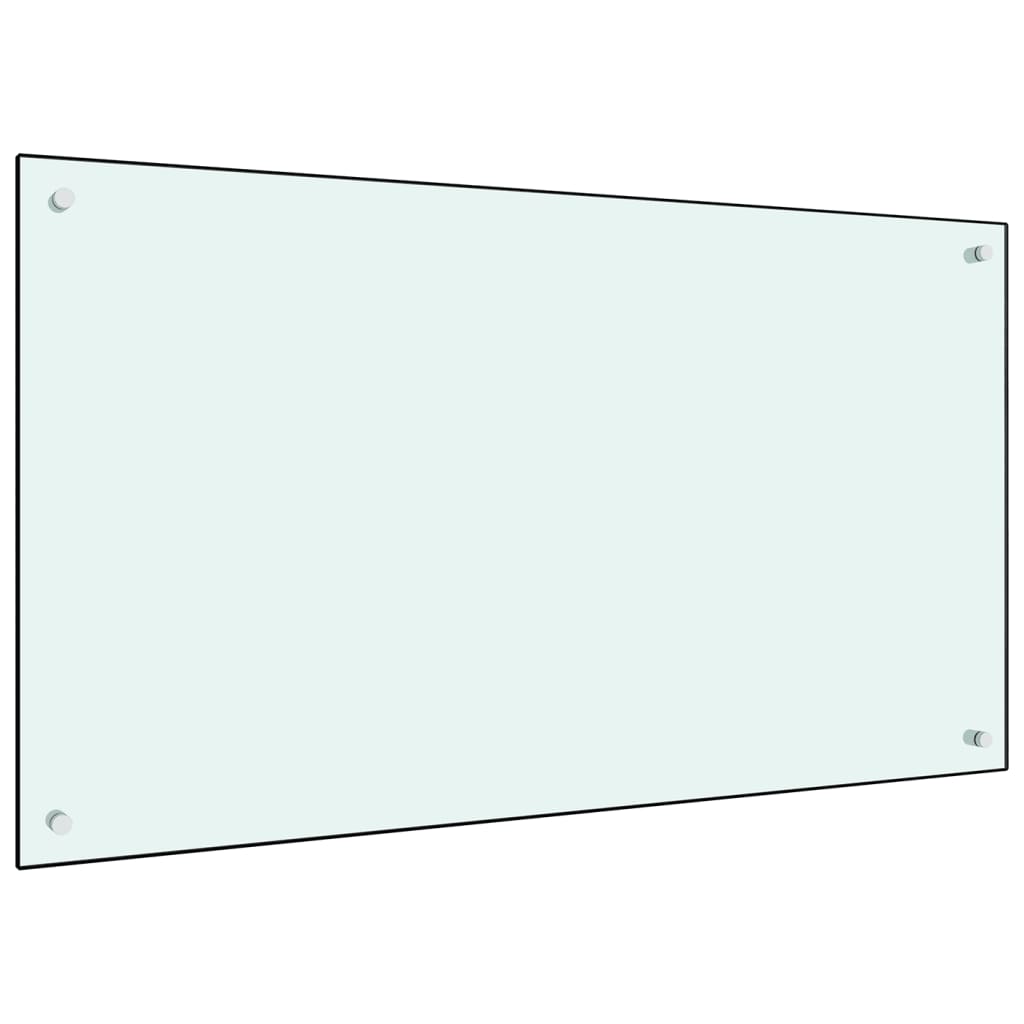 vidaXL Kitchen Backsplash White 100x60 cm Tempered Glass