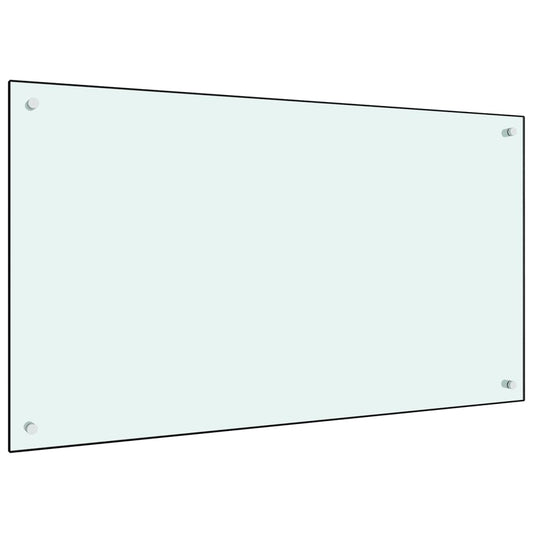 vidaXL Kitchen Backsplash White 100x60 cm Tempered Glass