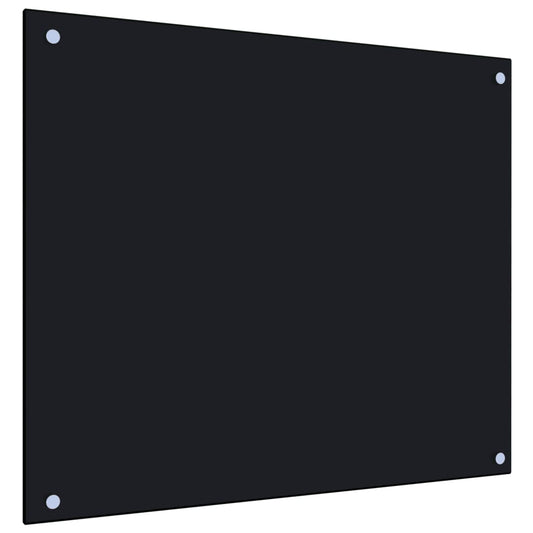 vidaXL Kitchen Backsplash Black 70x60 cm Tempered Glass