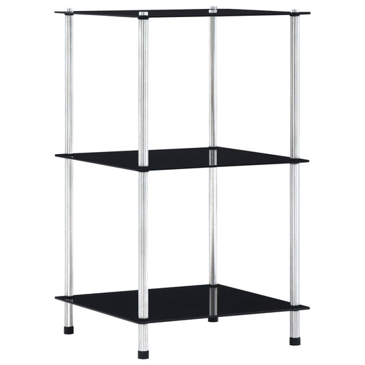 vidaXL 3-Tier Shelf Black 40x40x67 cm Tempered Glass