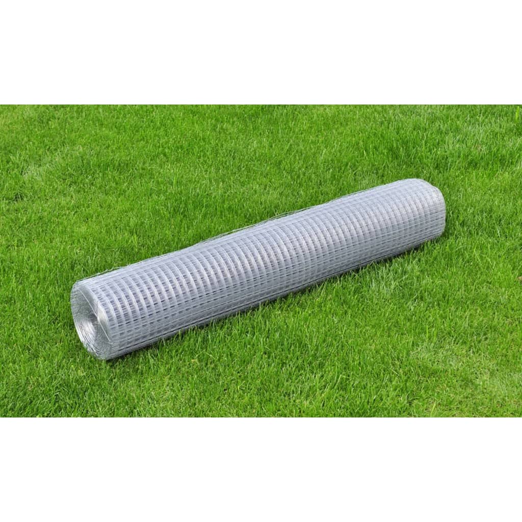 vidaXL Chicken Wire Fence Galvanised Steel 10x1 m Silver