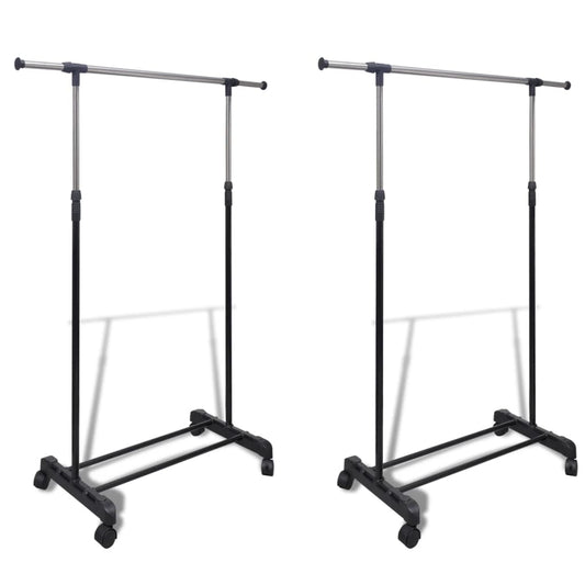 vidaXL Adjustable Clothes Racks 2 pcs 1 Hanging Rail