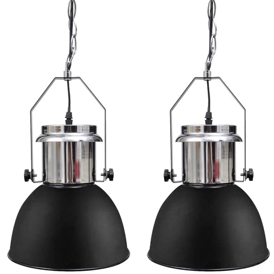 vidaXL Ceiling Lamp 2 pcs Height-adjustable Modern Black Metal
