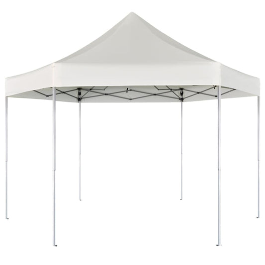 vidaXL Hexagonal Pop-Up Foldable Marquee Cream White 3.6x3.1 m