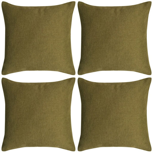 vidaXL Cushion Covers 4 pcs Linen-look Green 50x50 cm