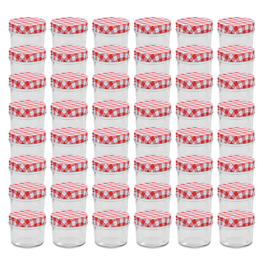 vidaXL Glass Jam Jars with White and Red Lids 48 pcs 110 ml