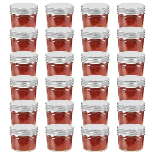 vidaXL Glass Jam Jars with Silver Lids 24 pcs 110 ml