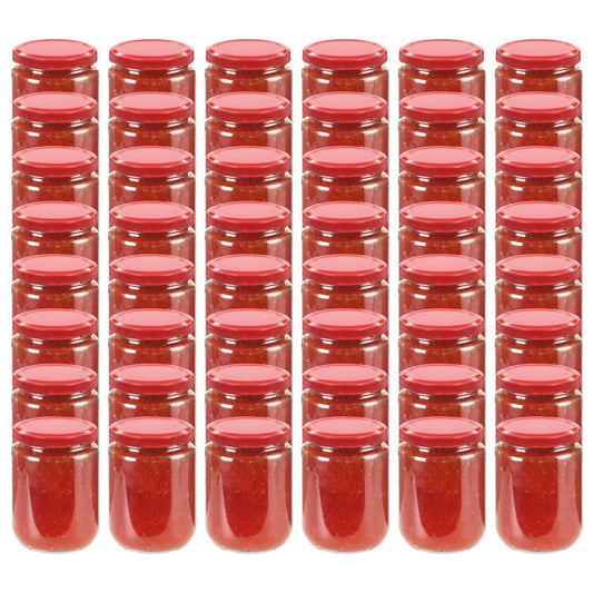 vidaXL Glass Jam Jars with Red Lid 48 pcs 230 ml