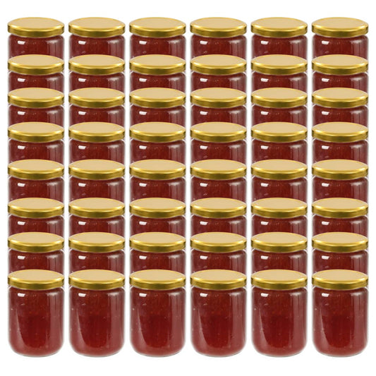 vidaXL Glass Jam Jars with Gold Lid 48 pcs 230 ml