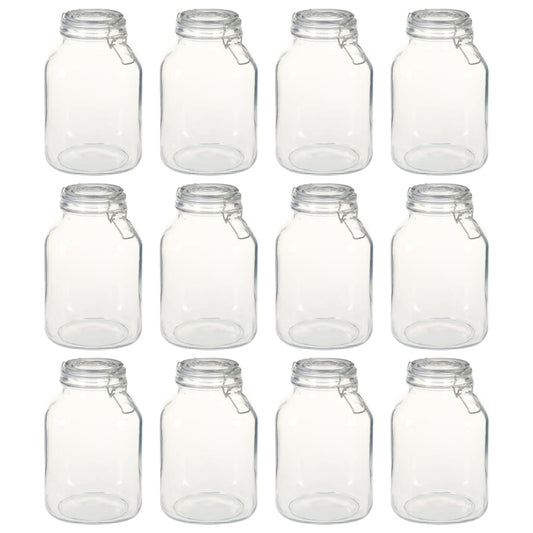 vidaXL Glass Jars with Lock 12 pcs 3 L