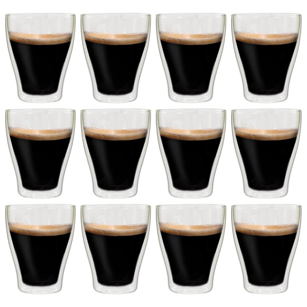 vidaXL Double Wall Latte Macchiato Glasses 12 pcs 370 ml