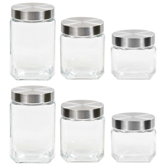 vidaXL Storage Jars with Sliver Lid 6 pcs 800/1200/1700 ml
