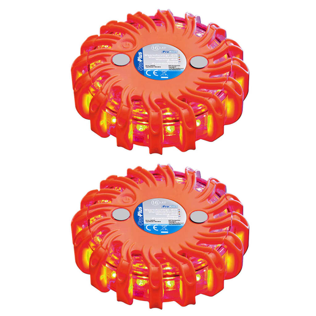 ProPlus Warning Disks with 16 LEDs 2 pcs Orange