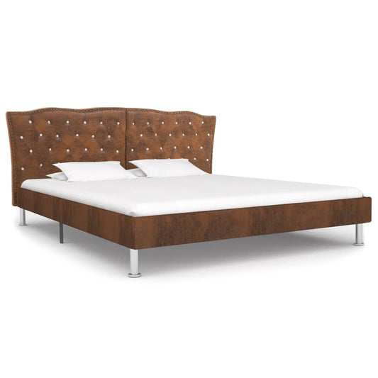 vidaXL Bed Frame Brown Faux Suede Leather 135x190 cm 4FT6 Double