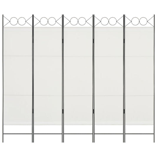 vidaXL 5-Panel Room Divider White 200x180 cm