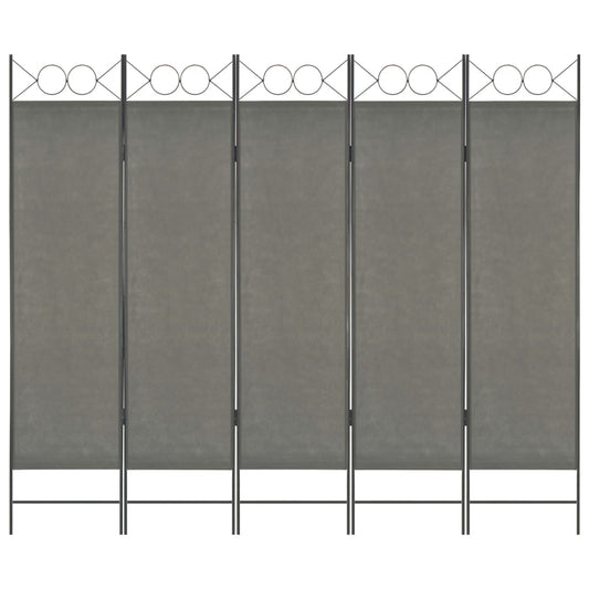 vidaXL 5-Panel Room Divider Anthracite 200x180 cm