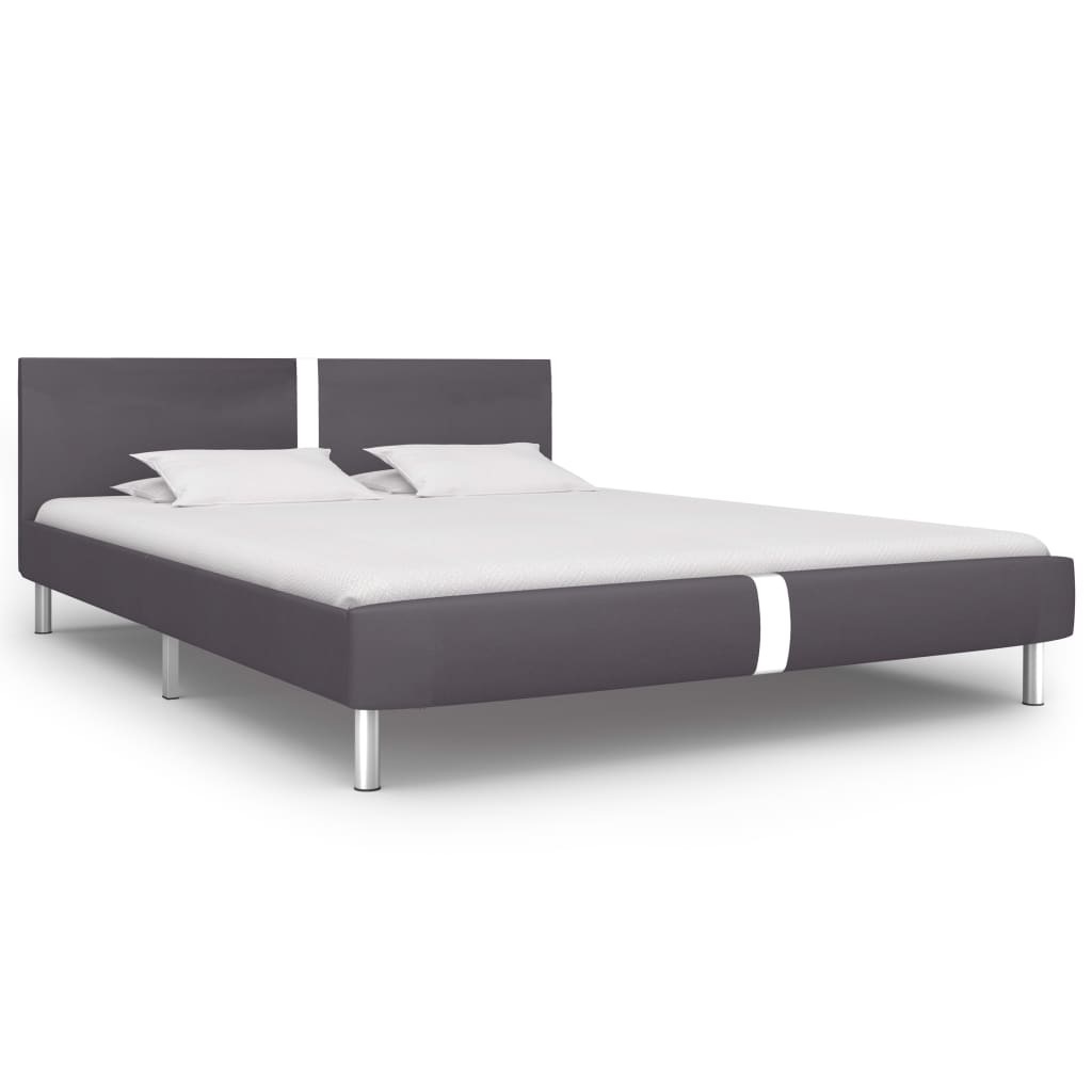 vidaXL Bed Frame Grey Faux Leather 150x200 cm 5FT King Size