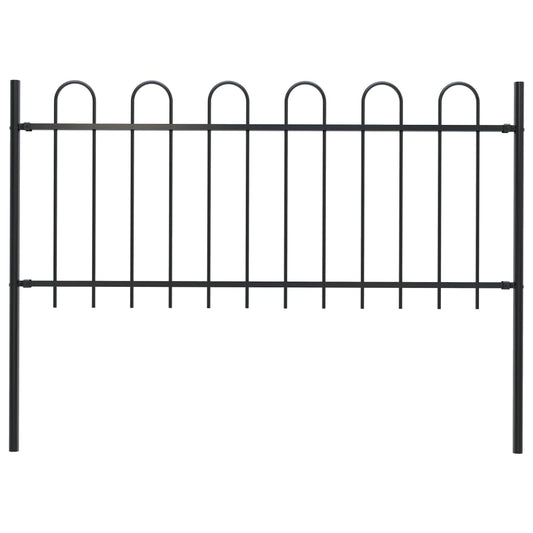 vidaXL Garden Fence with Hoop Top Steel 1.7 m Black