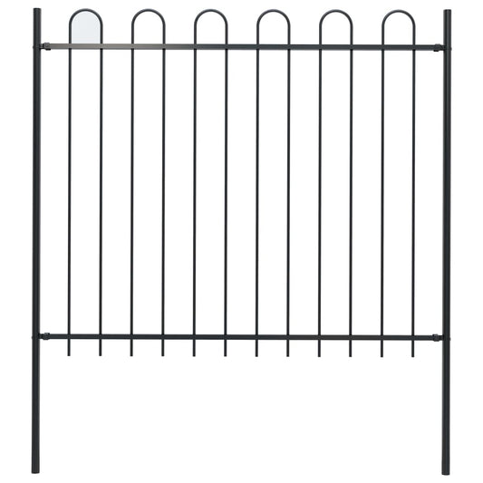 vidaXL Garden Fence with Hoop Top Steel 1.7 m Black