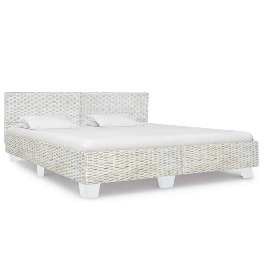 vidaXL Bed Frame Grey Natural Rattan 180x200 cm 6FT Super King