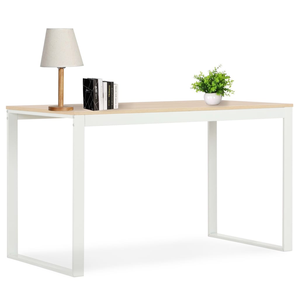 vidaXL Computer Desk White and Oak 120x60x70 cm