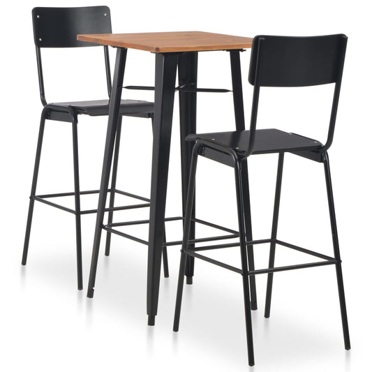 vidaXL 3 Piece Bar Set Steel Black