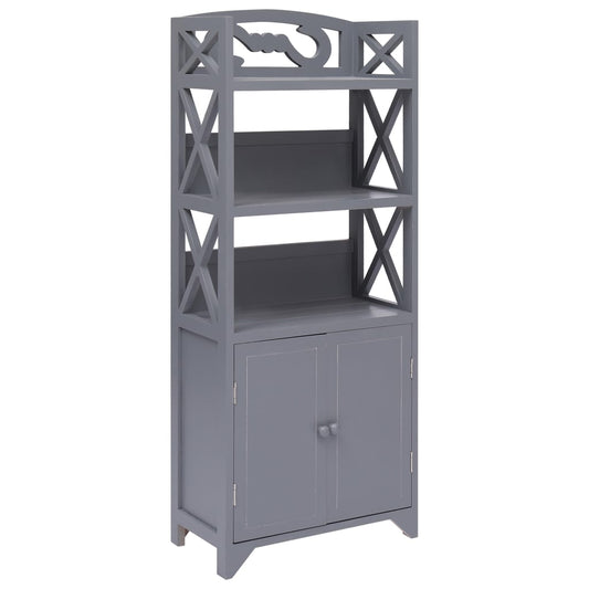 vidaXL Bathroom Cabinet Grey 46x24x116 cm Paulownia Wood