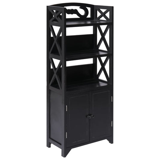 vidaXL Bathroom Cabinet Black 46x24x116 cm Paulownia Wood