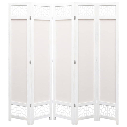 vidaXL 5-Panel Room Divider Cream 175x165 cm Fabric