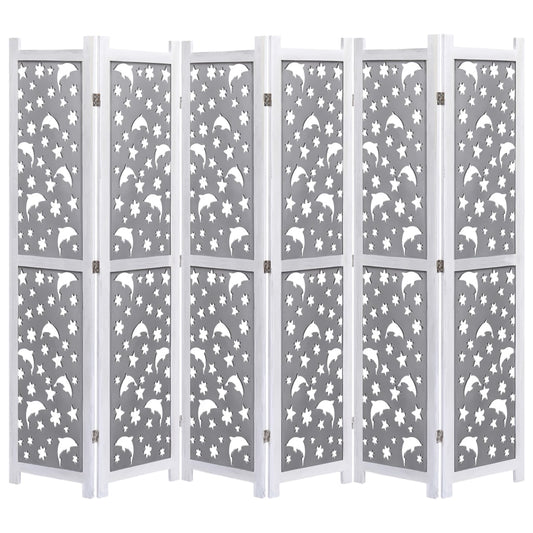 vidaXL 6-Panel Room Divider Grey 210x165 cm Solid Wood