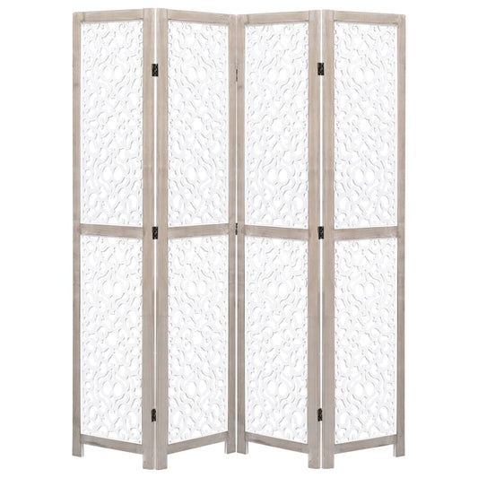vidaXL 4-Panel Room Divider White 140x165 cm Solid Wood