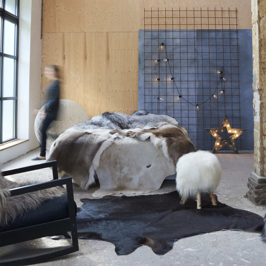 vidaXL Real Cow Hide Rug Black 150x170 cm