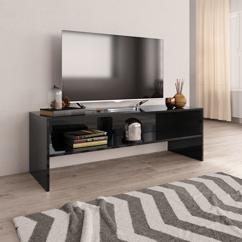 vidaXL TV Cabinet High Gloss Black 120x40x40 cm Engineered Wood