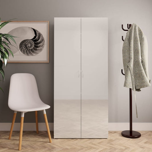 vidaXL Shoe Cabinet High Gloss White 80x35.5x180 cm Engineered Wood