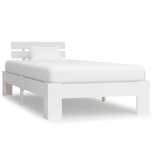vidaXL Bed Frame White Solid Pine Wood 90x200 cm