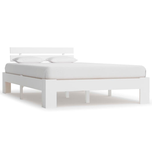 vidaXL Bed Frame White Solid Pine Wood 120x200 cm