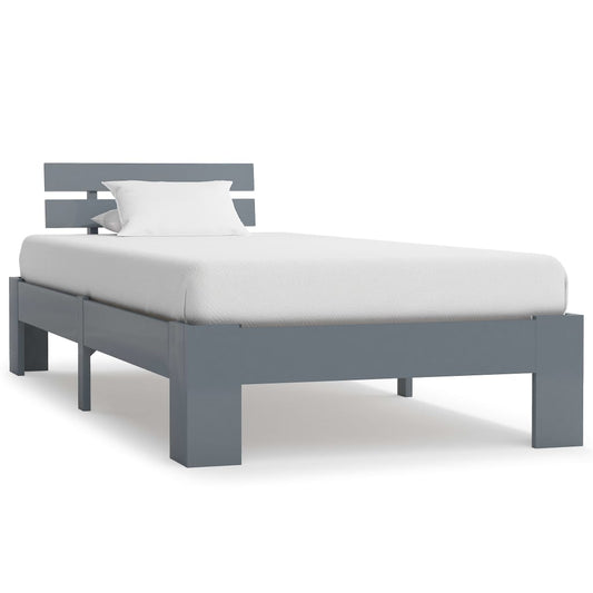 vidaXL Bed Frame Grey Solid Pine Wood 100x200 cm