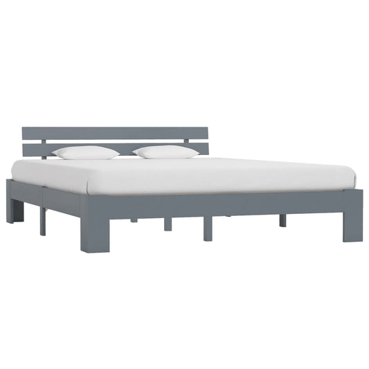 vidaXL Bed Frame Grey Solid Pine Wood 180x200 cm 6FT Super King