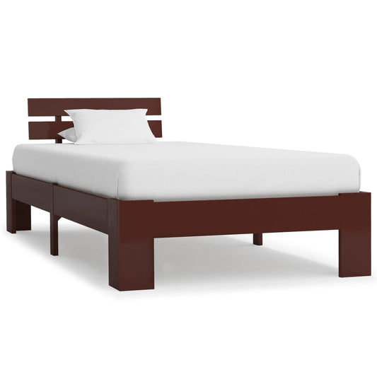 vidaXL Bed Frame Dark Brown Solid Pine Wood 100x200 cm