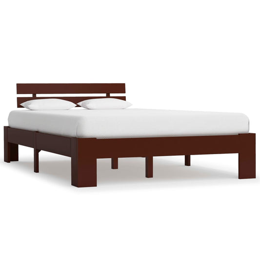 vidaXL Bed Frame Dark Brown Solid Pine Wood 140x200 cm