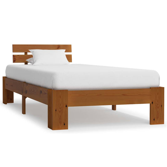 vidaXL Bed Frame Honey Brown Solid Pine Wood 90x200 cm