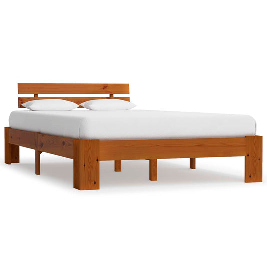 vidaXL Bed Frame Honey Brown Solid Pine Wood 120x200 cm