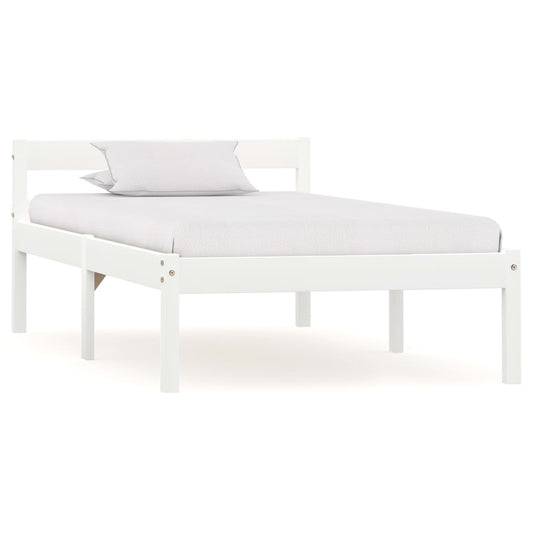 vidaXL Bed Frame White Solid Pine Wood 90x200 cm