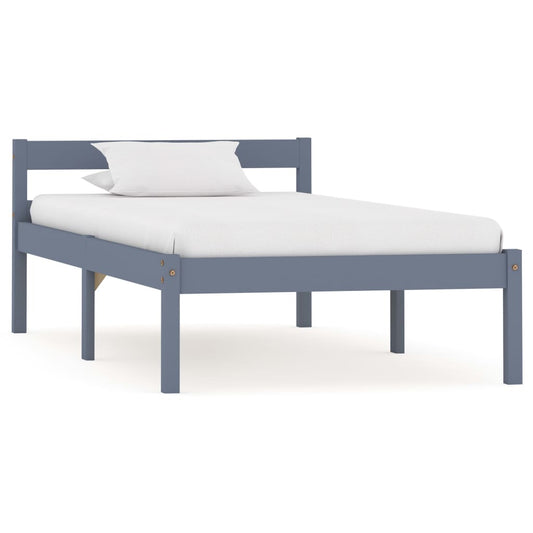 vidaXL Bed Frame Grey Solid Pine Wood 90x200 cm
