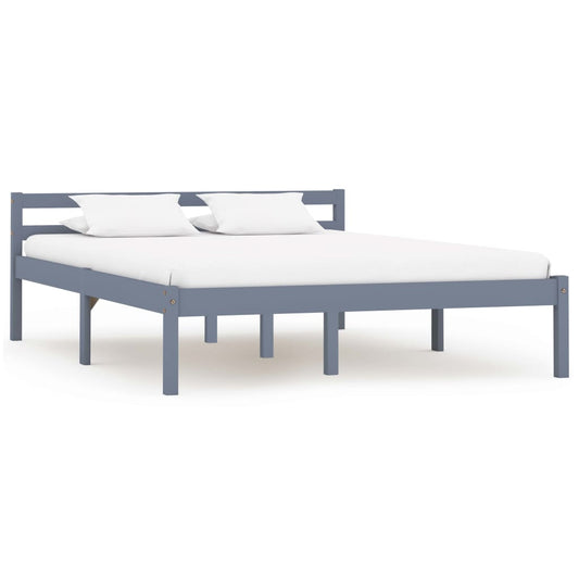 vidaXL Bed Frame Grey Solid Pine Wood 140x200 cm
