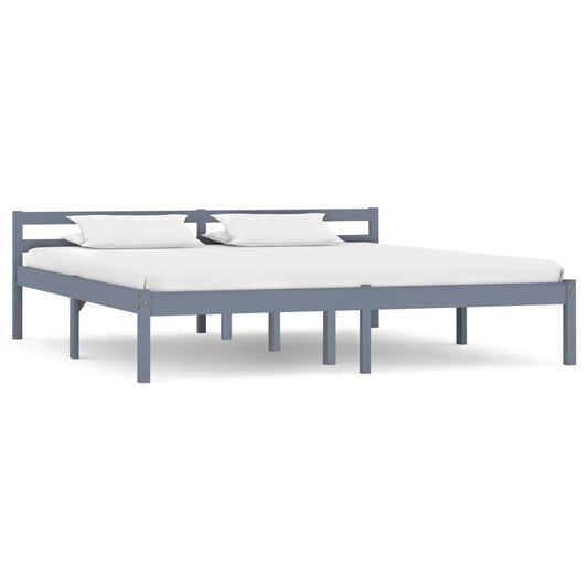 vidaXL Bed Frame Grey Solid Pine Wood 160x200 cm