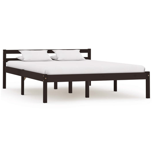 vidaXL Bed Frame Dark Brown Solid Pine Wood 120x200 cm
