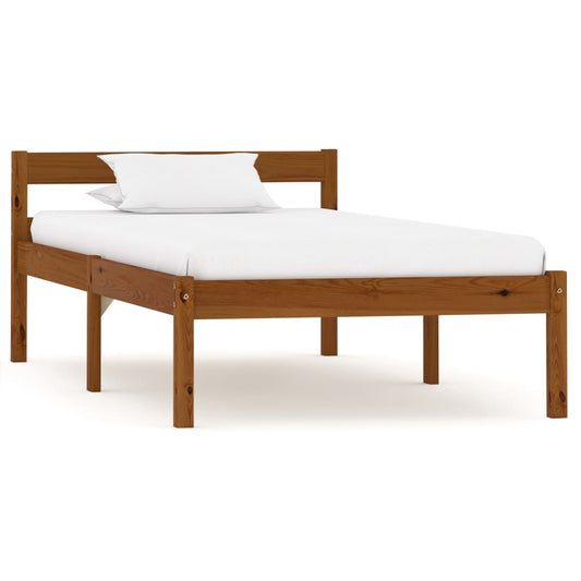 vidaXL Bed Frame Honey Brown Solid Pine Wood 100x200 cm
